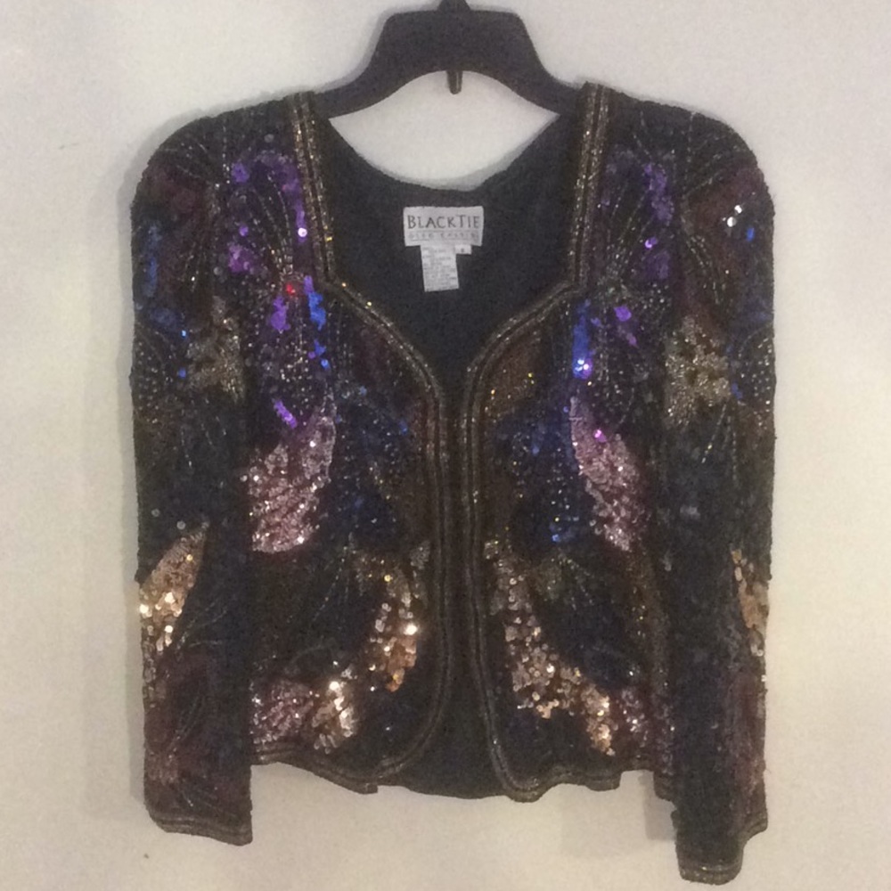 OLEG CASSINI DESIGNER BLACK TIE EVENING JACKET SZ8